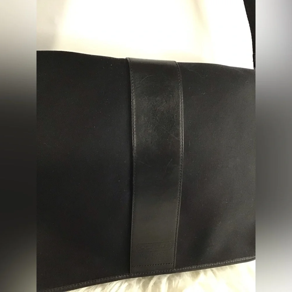 Coach Black Leather Canvas Messenger laptop Bag - Picture 5 of 16